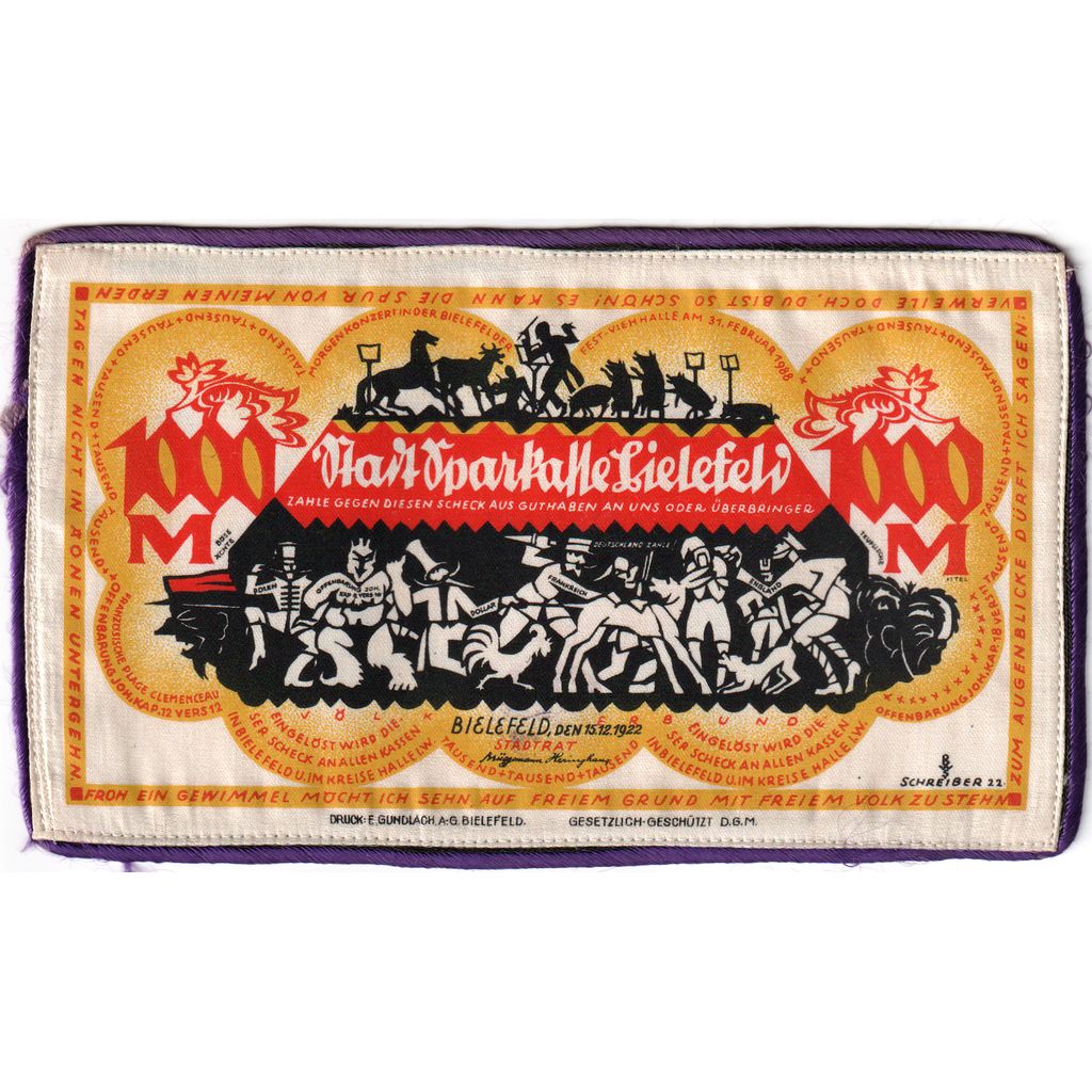 Deutschland, Bielefeld, 1000 Mark, 1922-12-15, UNZ-, Seide, Grabowski:57.2.IIIi