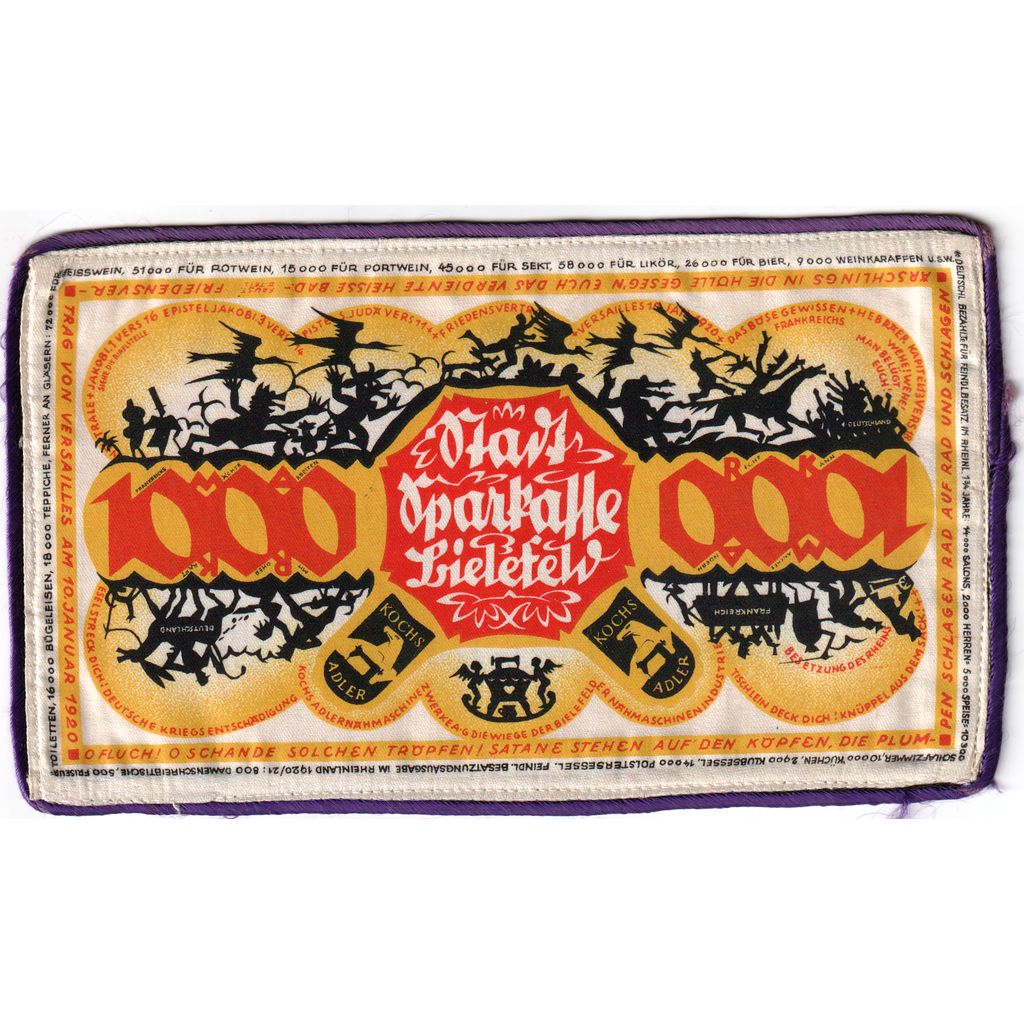 Deutschland, Bielefeld, 1000 Mark, 1922-12-15, UNZ-, Seide, Grabowski:57.2.IIIi