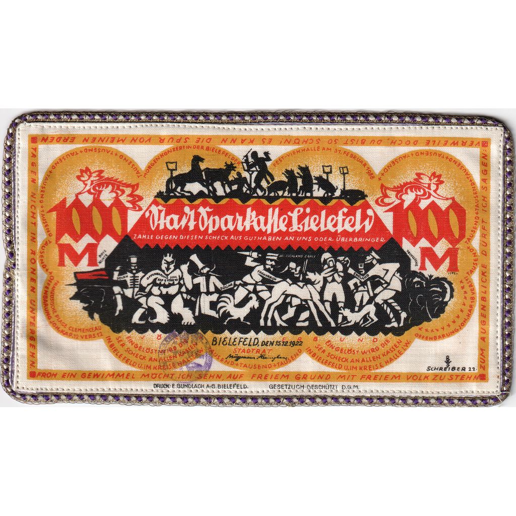 Deutschland, Bielefeld, 1000 Mark, 1922-12-15, UNZ-, Seide, Grabowski:58.2.IIf