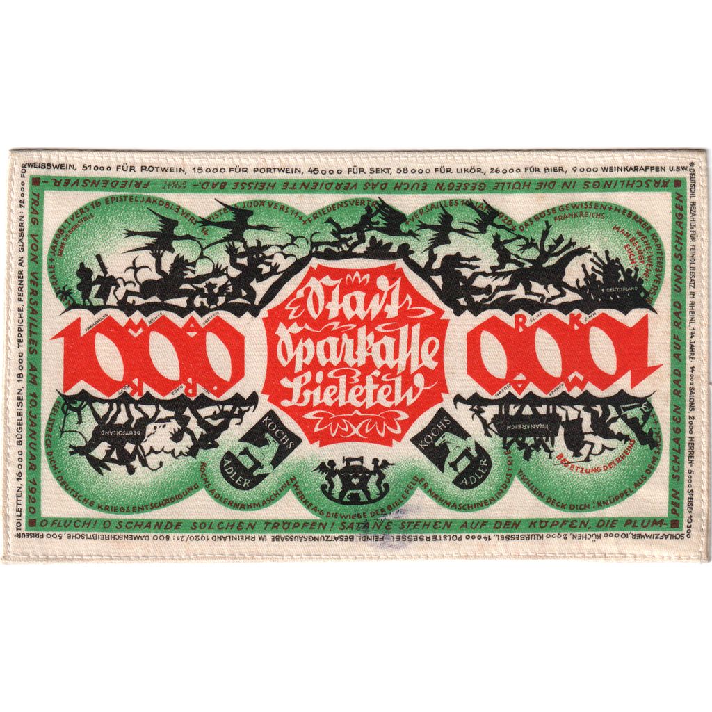 Allemagne, Bielefeld, 1000 Mark, 1922-12-15, SPL, Soie, Grabowski:59a