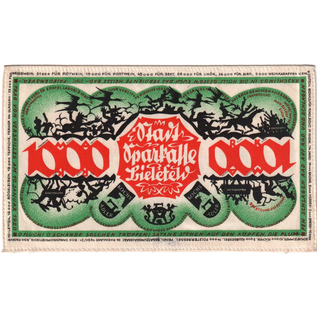 Deutschland, Bielefeld, 1000 Mark, 1922-12-15, UNZ-, Seide, Grabowski:59a