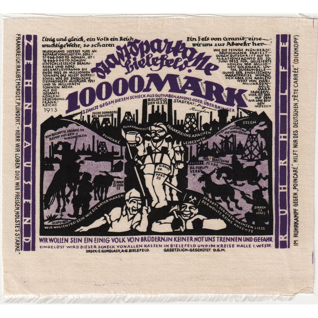Niemcy, Bielefeld, 10000 Mark, 1923-02-15, UNC(63), Jedwab, Grabowski:70a