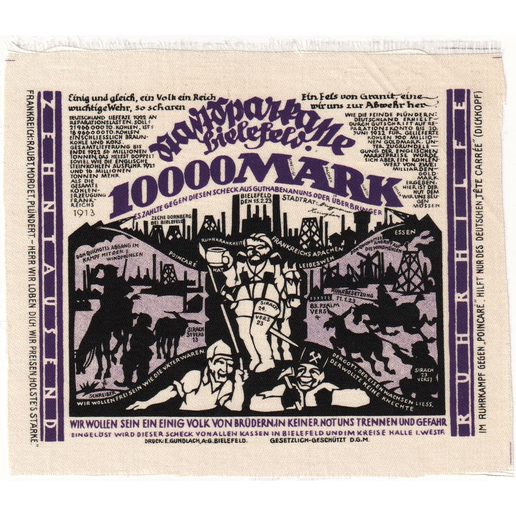 Germany, Bielefeld, 10000 Mark, 1923-02-15, UNC(63), Silk, Grabowski:70a