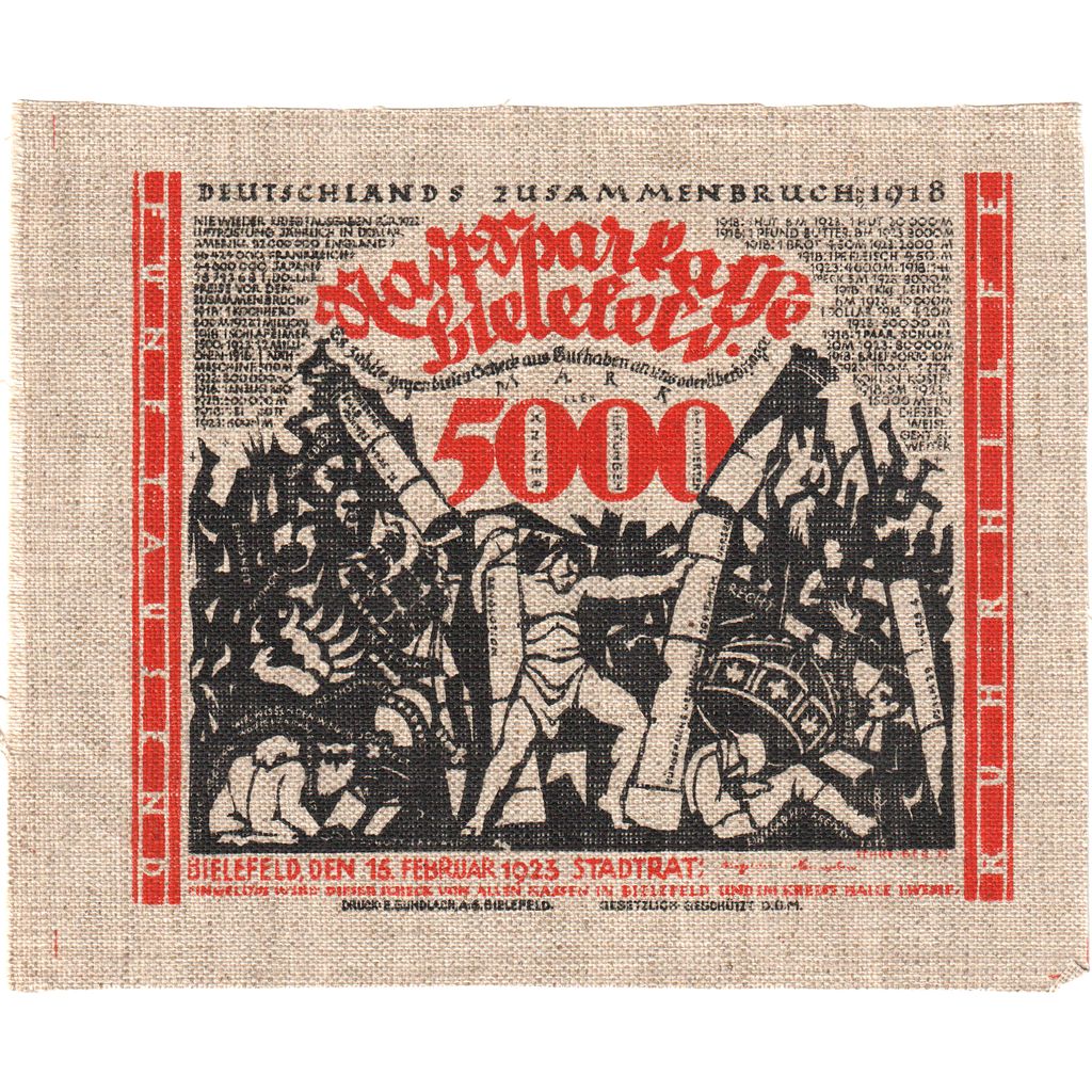 Allemagne, Bielefeld, 5000 Mark, 1923-02-15, SPL, Burlap, Grabowski:67b