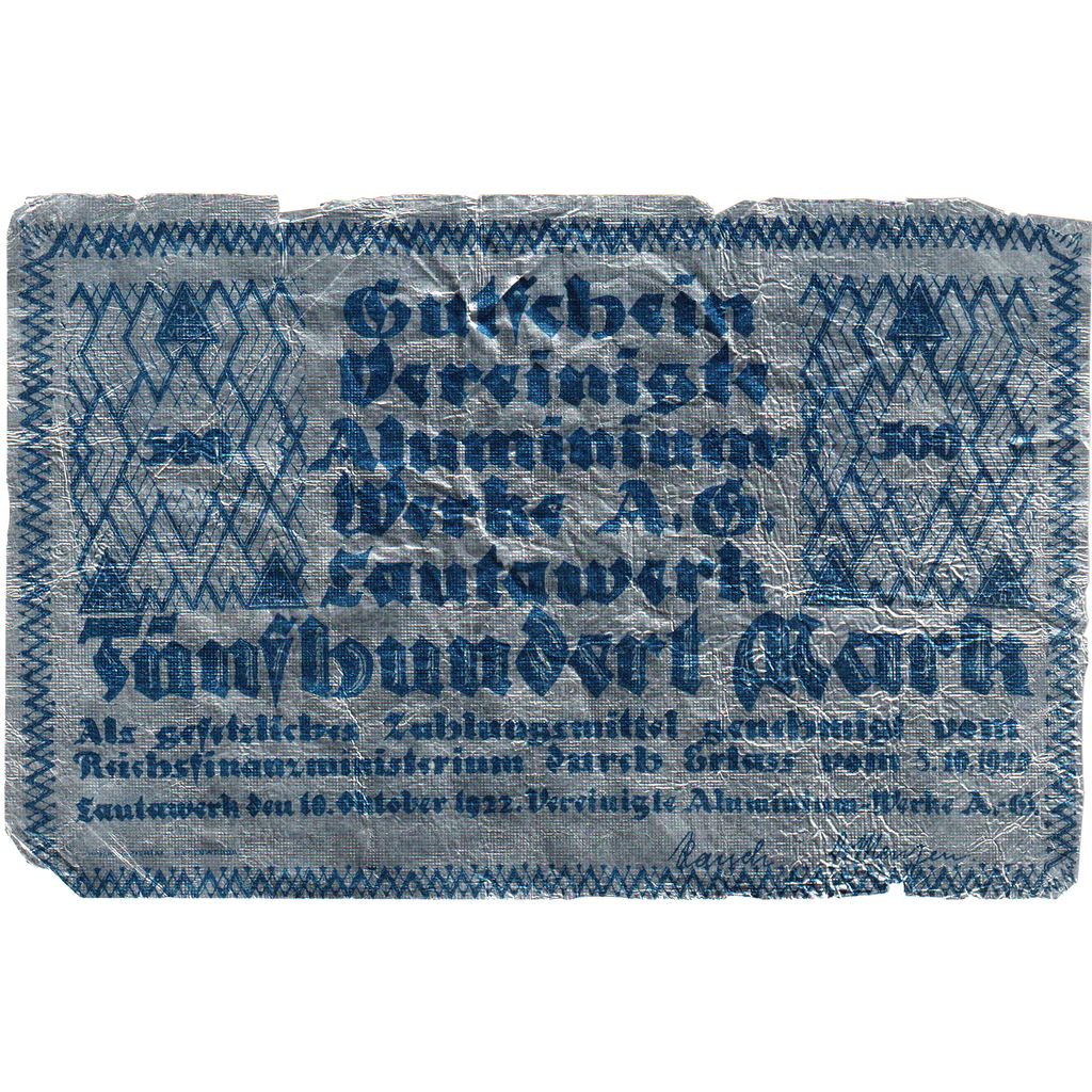 Niemcy, Lautawerker, 500 Mark, 1922-10-10, VF(30-35), Aluminium, Grabowski:503