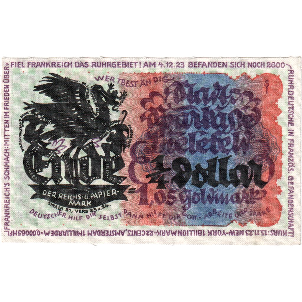 Germany, Bielefeld, 1,05 Goldmark, 1923-11-08, UNC(63), Linen, Grabowski:95