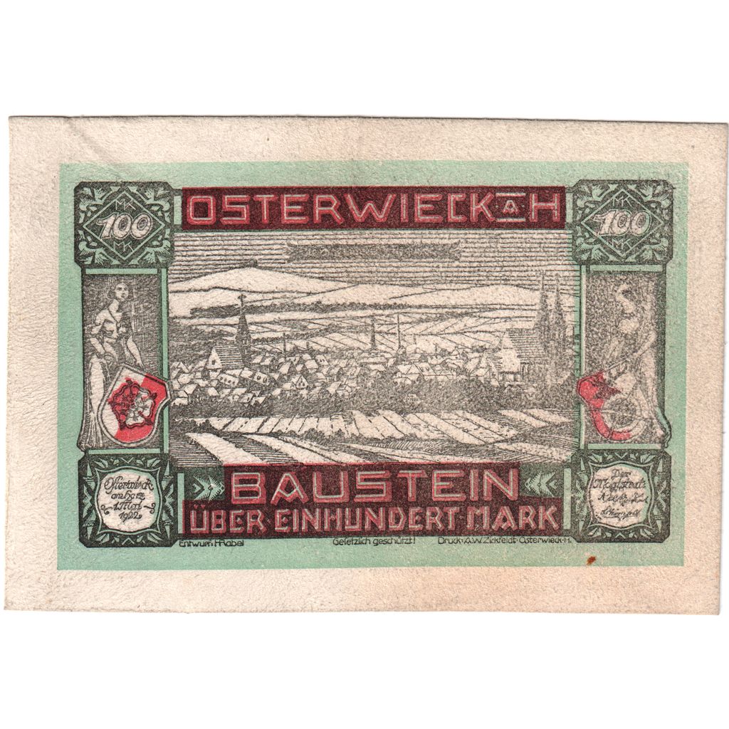 Niemcy, Osterwiecker am Harz, 100 Mark, 1922-05-01, AU(55-58), Błyszcząca