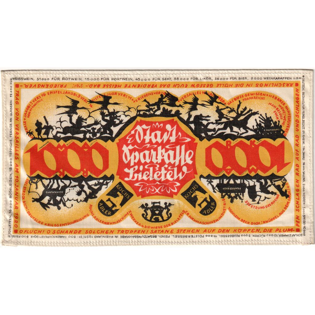 Germany, Bielefeld, 1000 Mark, 1920-12-15, UNC(63), Silk, Grabowski:58.1a