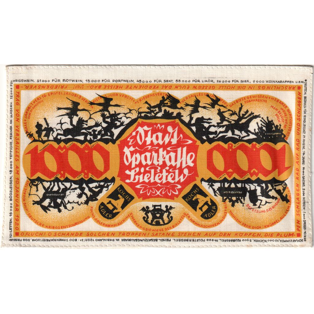 Alemanha, Bielefeld, 1000 Mark, 1922-12-15, UNC(63), Seda, Grabowski:58.2.IId