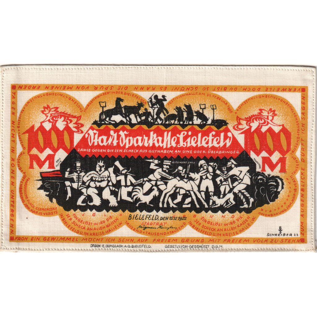 Niemcy, Bielefeld, 1000 Mark, 1922-12-15, UNC(63), Jedwab, Grabowski:58.2.IIe