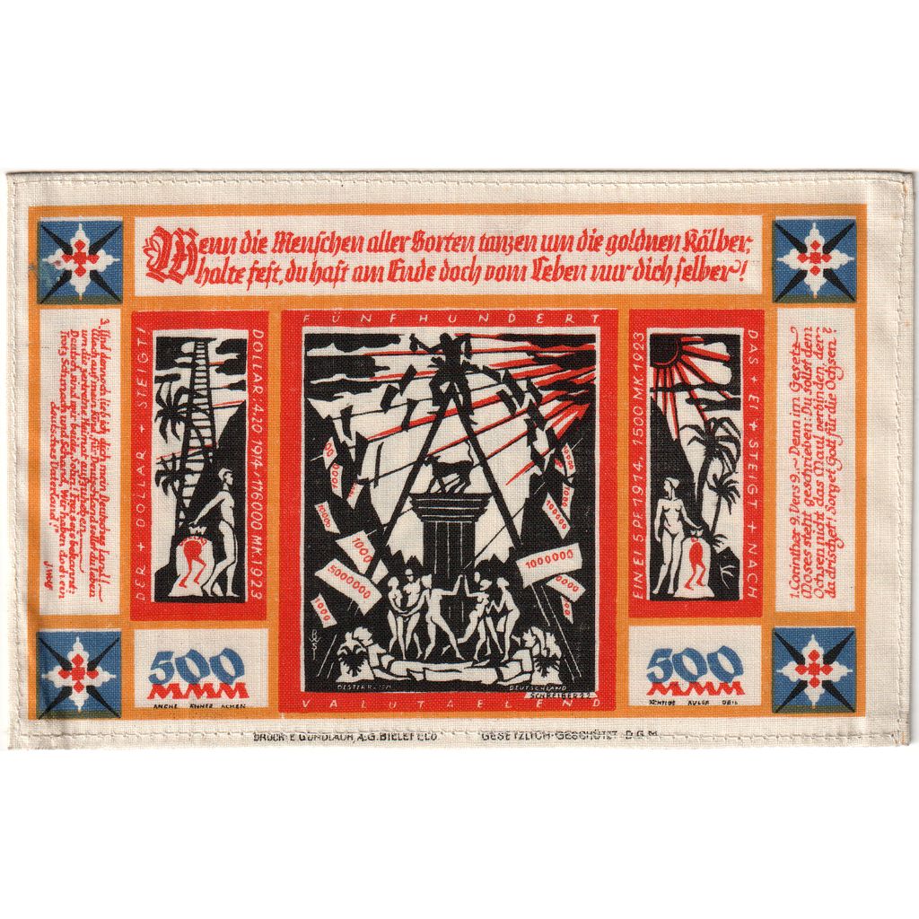 Niemcy, Bielefeld, 500 Mark, 1923-07-01, UNC(63), Pościel, Grabowski:74b