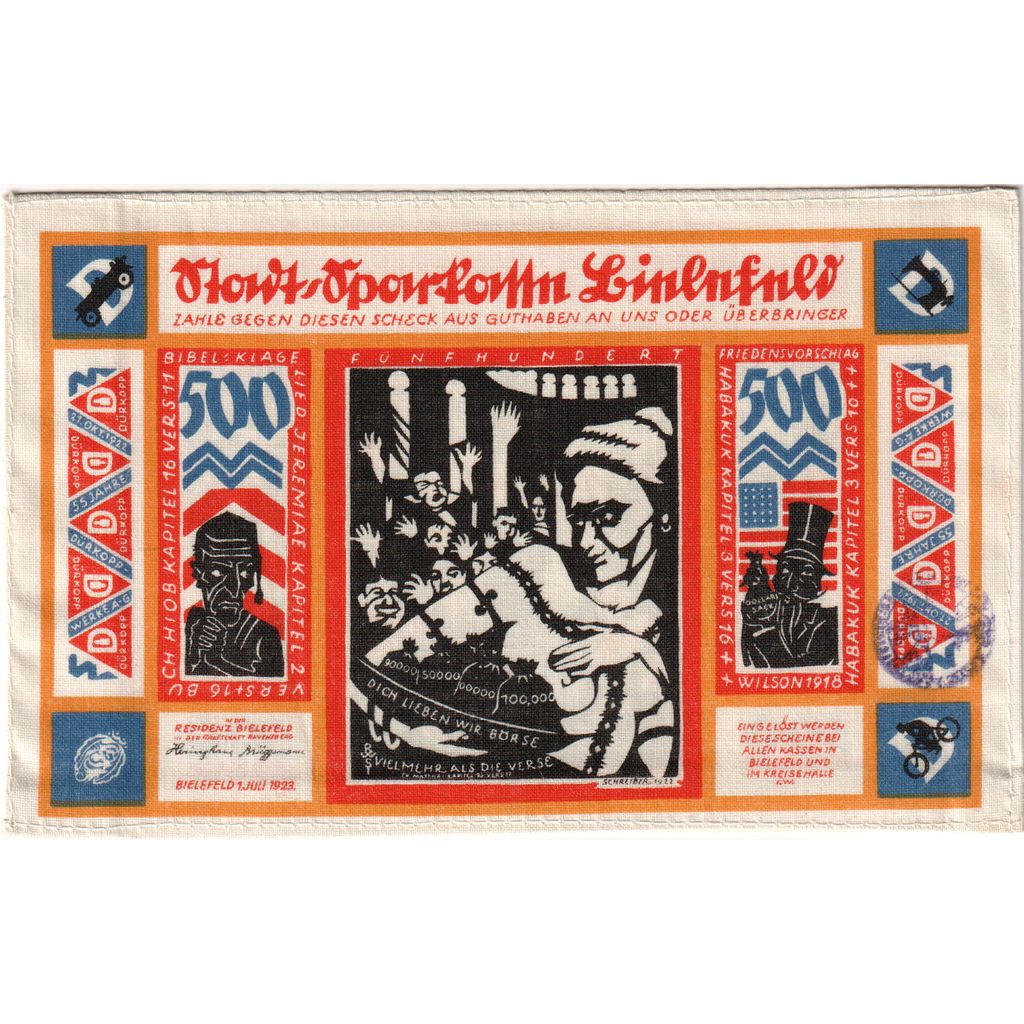 Germany, Bielefeld, 500 Mark, 1923-07-01, UNC(63), Linen, Grabowski:74a