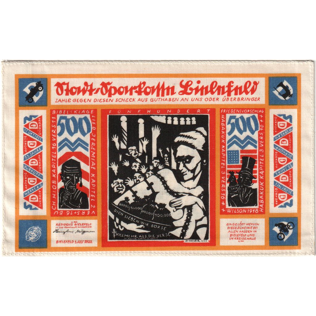 Germany, Bielefeld, 500 Mark, 1923-07-01, UNC(63), Linen, Grabowski:73b