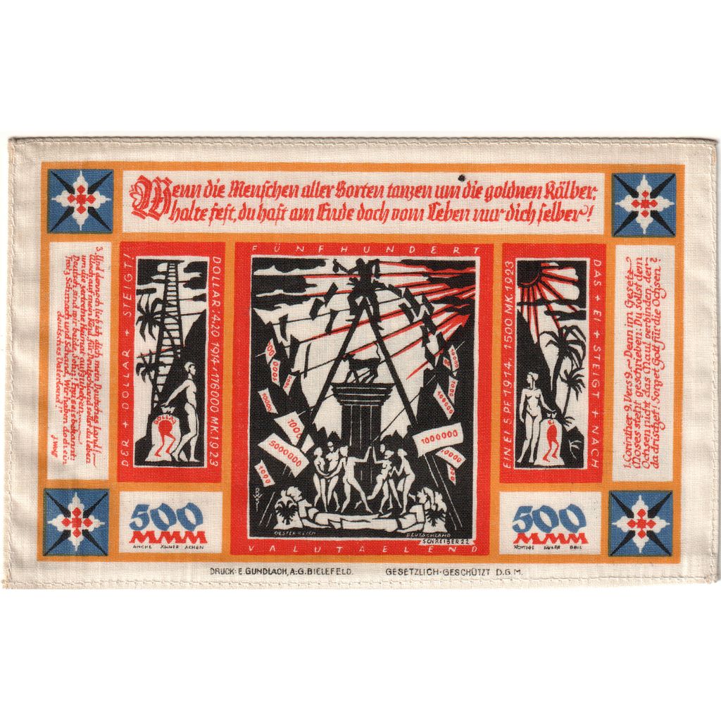 Niemcy, Bielefeld, 500 Mark, 1923-07-01, UNC(63), Pościel, Grabowski:74a