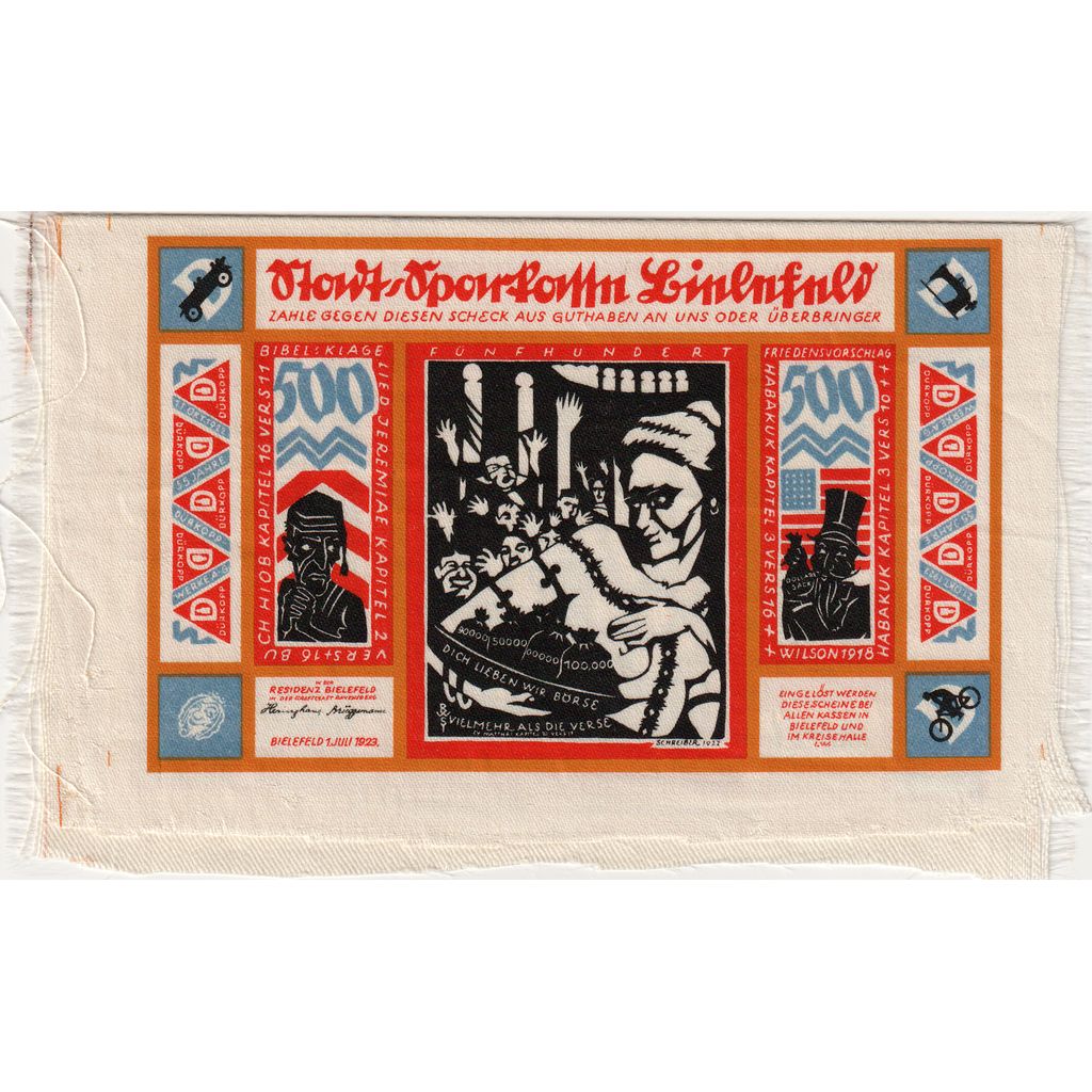 Deutschland, Bielefeld, 500 Mark, 1923-07-01, not sewn, UNZ-, Leinen
