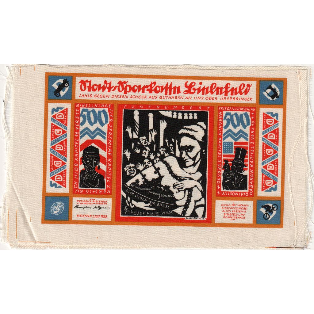 Deutschland, Bielefeld, 500 Mark, 1923-07-01, not sewn, UNZ-, Leinen