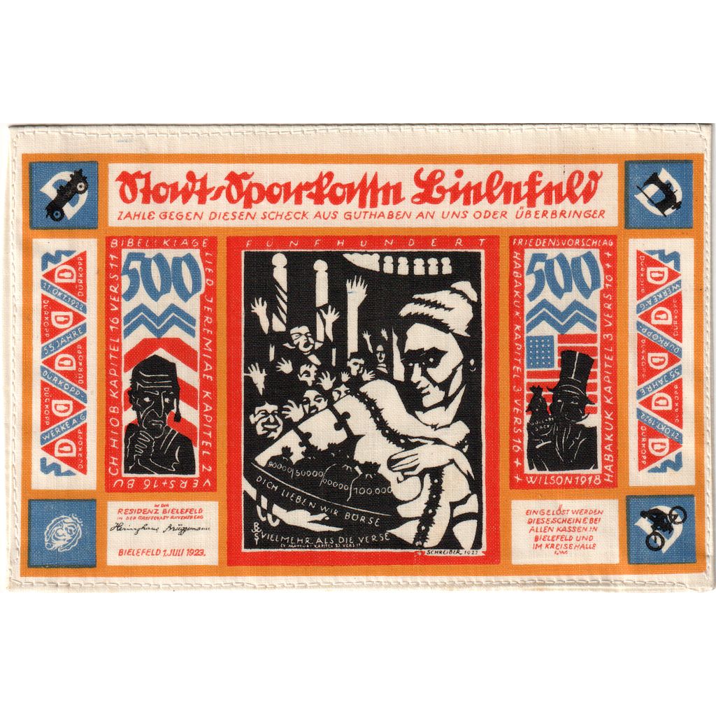 Alemania, Bielefeld, 500 Mark, 1923-07-01, SC, Lino, Grabowski:72b