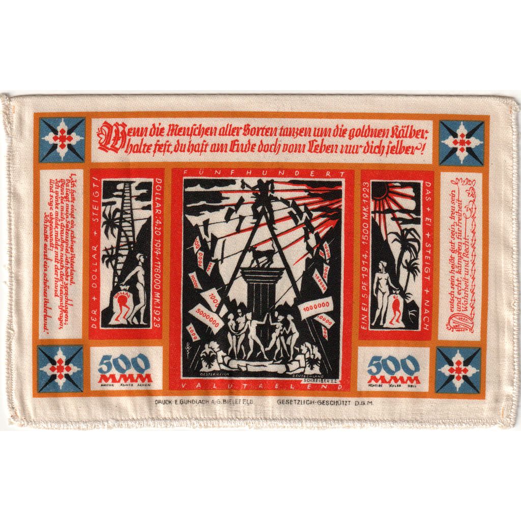 Deutschland, Bielefeld, 500 Mark, 1923-07-01, VZ, Seide, Grabowski:75b