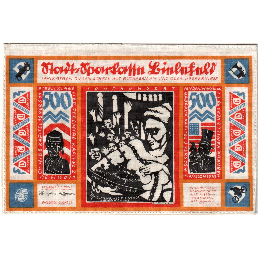 Germania, Bielefeld, 500 Mark, 1922-10-21, SPL, Lino, Grabowski:54b