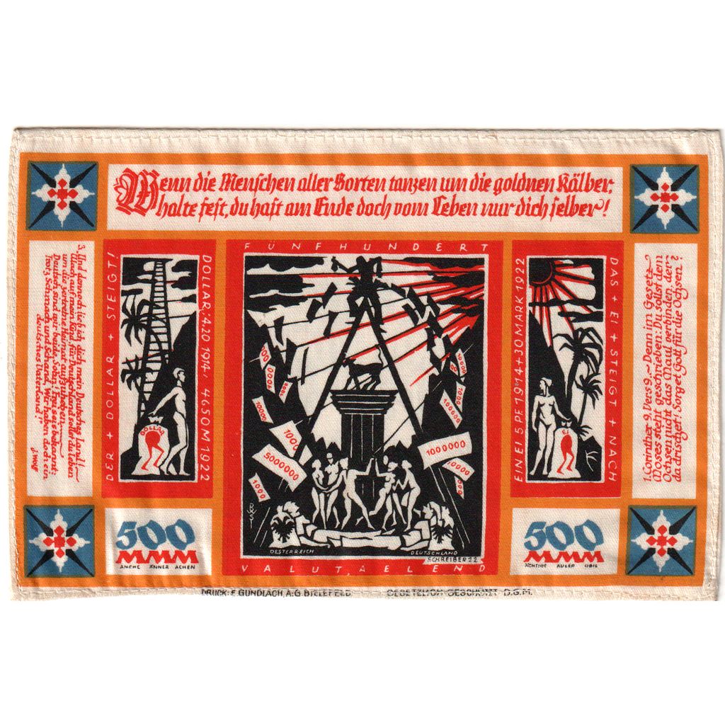 Germany, Bielefeld, 500 Mark, 1922-10-21, UNC(63), Silk, Grabowski:53a