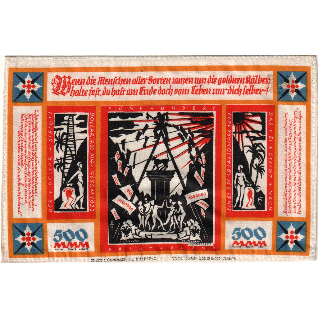 Deutschland, Bielefeld, 500 Mark, 1922-10-21, UNZ-, Seide, Grabowski:52b
