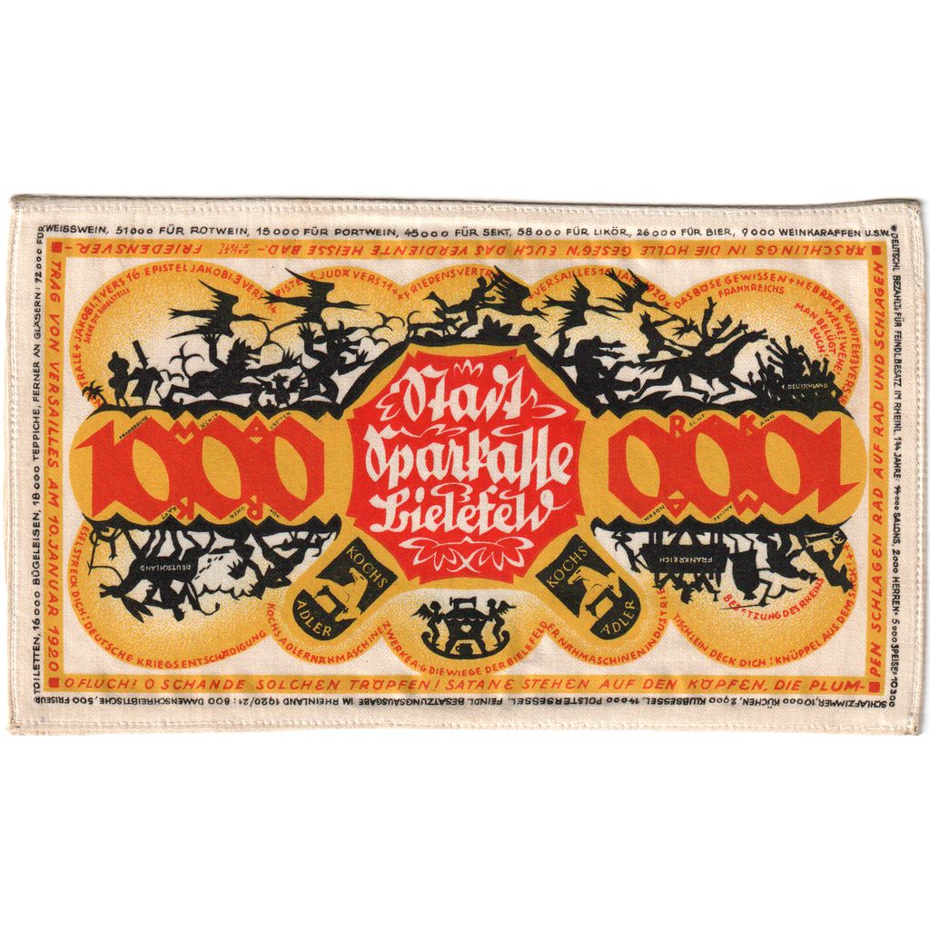 Deutschland, Bielefeld, 1000 Mark, 1922-12-15, VZ, Seide, Grabowski:57.2.Ia