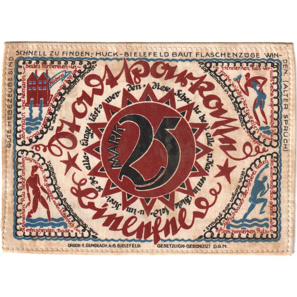 Deutschland, Bielefeld, 25 MARK, 1921-07-15, SS, Seide, Grabowski:24c