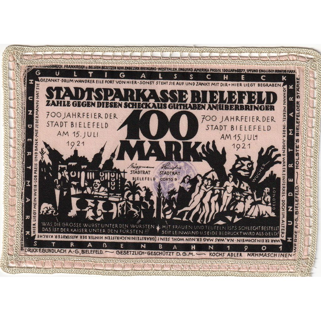 Germany, Bielefeld, 100 Mark, 1921-07-15, UNC(63), Silk, Grabowski:28c