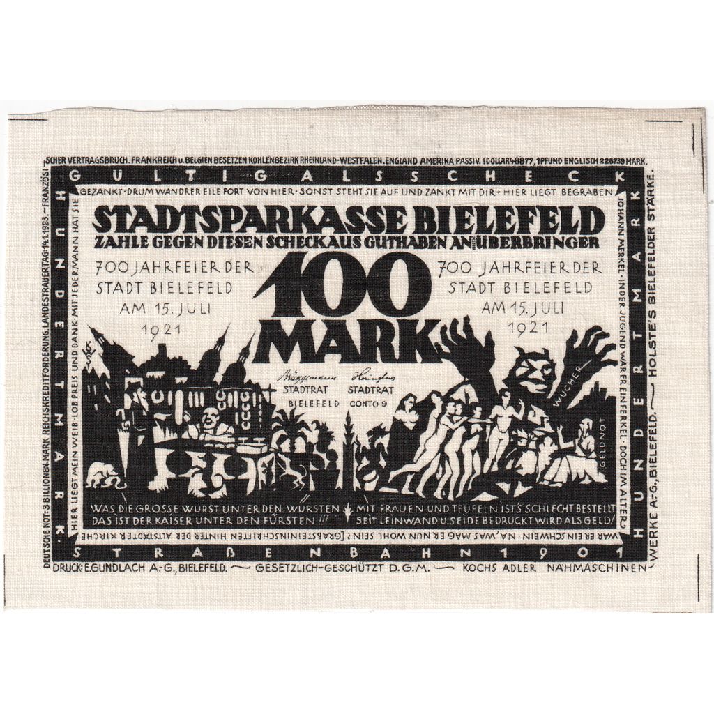 Germany, Bielefeld, 100 Mark, 1921-07-15, UNC(63), Linen, Grabowski:26b