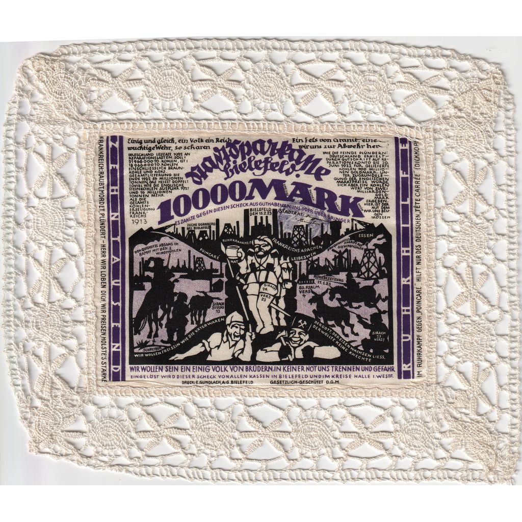 Deutschland, Bielefeld, 10000 Mark, 1923-02-15, UNZ-, Seide, Grabowski:70c