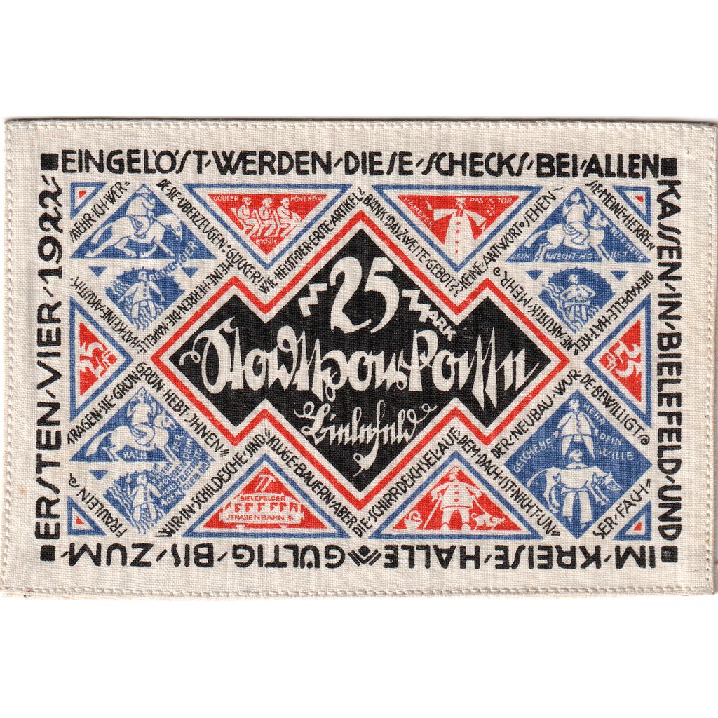 Germany, Bielefeld, 25 MARK, 1921-07-15, UNC(63), Linen, Grabowski:18d