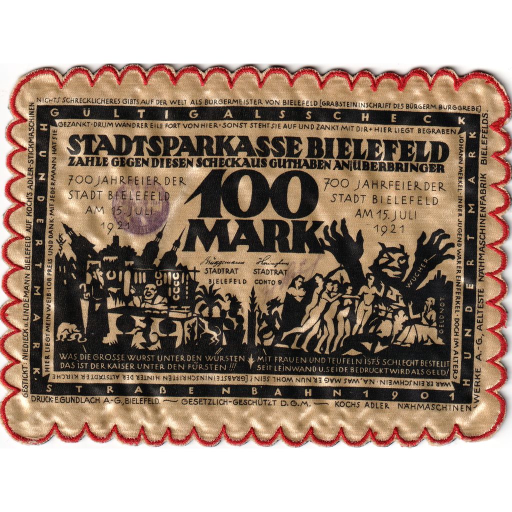 Allemagne, Bielefeld, 100 Mark, 1921-07-15, SPL, Soie, Grabowski:34a