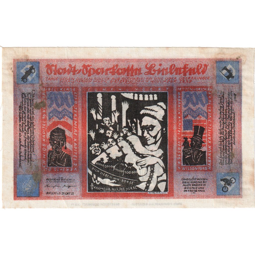 Niemcy, Bielefeld, 500 Milliarden Mark, 1922-10-21, AU(55-58), Pościel