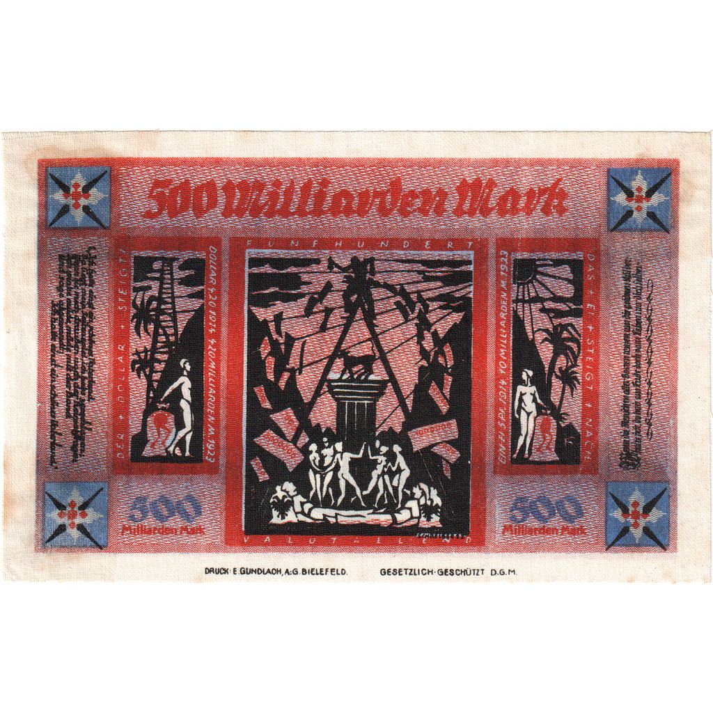 Niemcy, Bielefeld, 500 Milliarden Mark, 1922-10-21, AU(55-58), Pościel