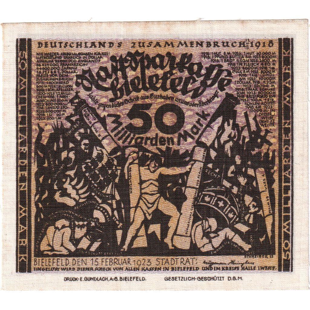 Germany, Bielefeld, 50 Milliarden Mark, 1923-02-15, AU(55-58), Linen