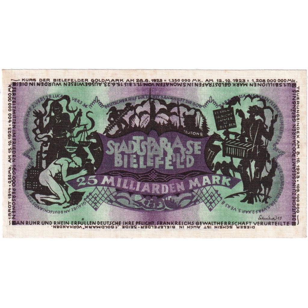 Germany, Bielefeld, 25 Milliard Mark, 1923-02-15, UNC(63), Linen, Grabowski:86
