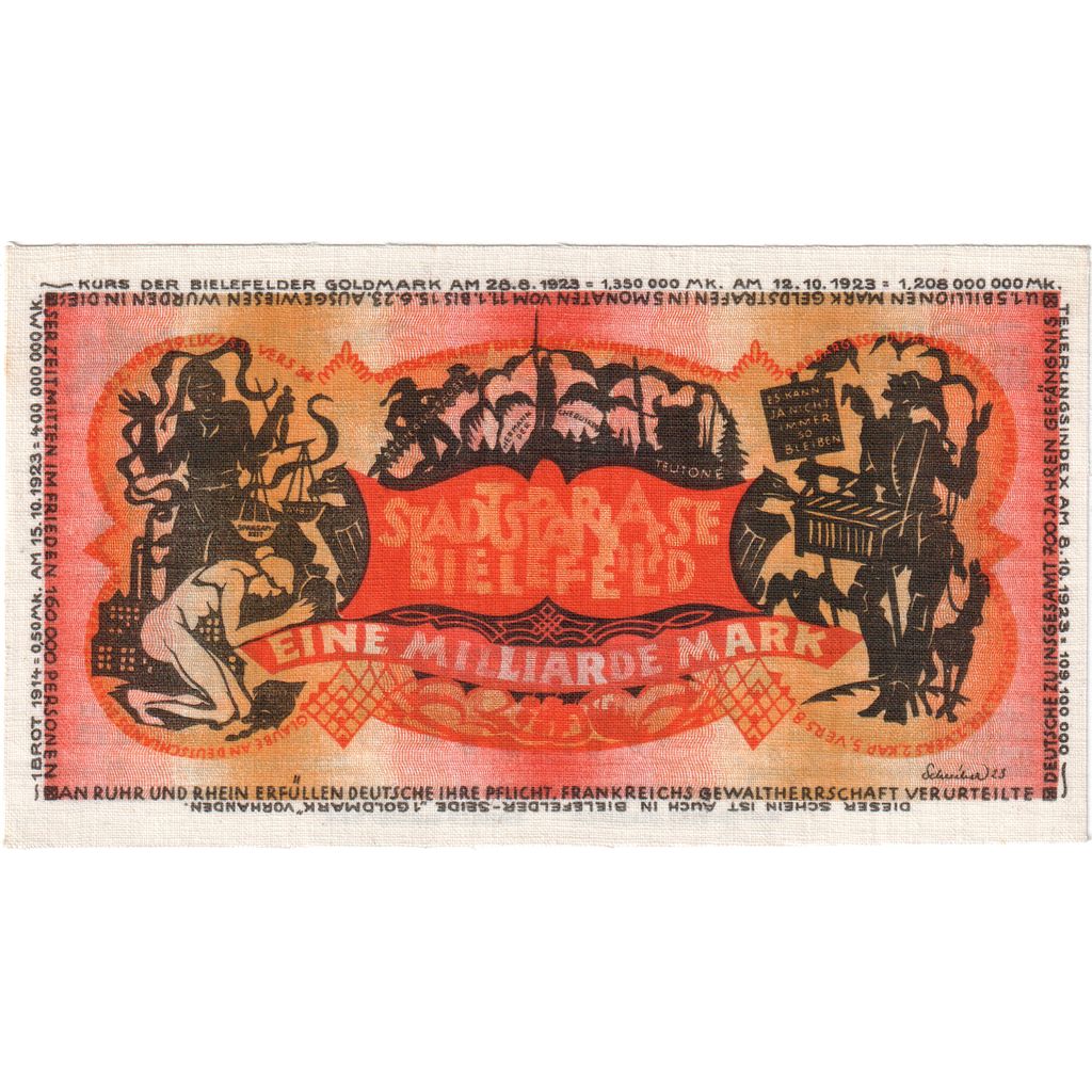 Germania, Bielefeld, 1 Milliard Mark, 1923-02-01, SPL, Lino, Grabowski:85
