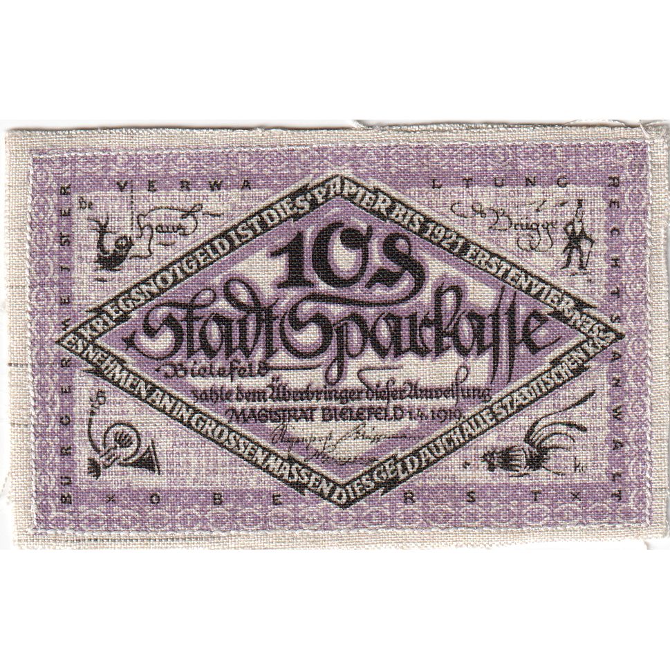Deutschland, Bielefeld, 10 Pfennig, 1919-04-01, VZ, Leinen, Grabowski:13