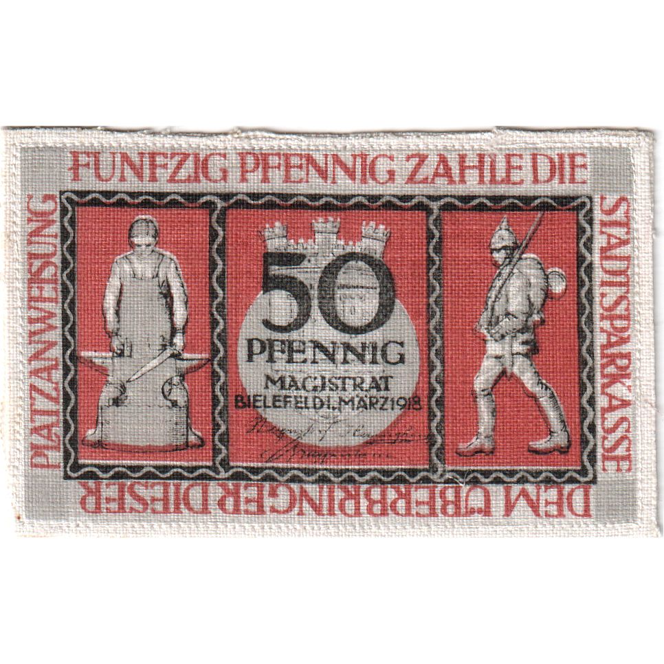Germany, Bielefeld, 50 Pfennig, 1918-03-01, UNC(63), Linen, Grabowski:5a