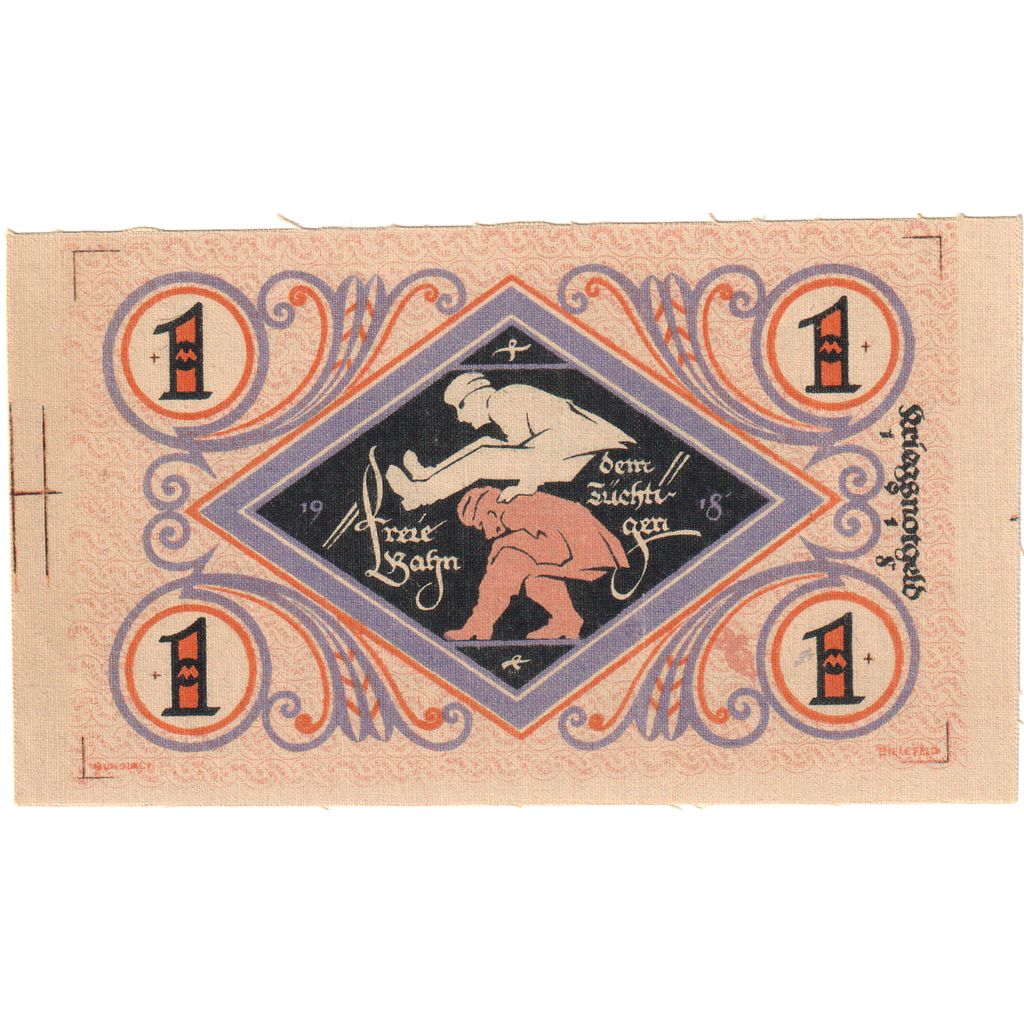 Niemcy, Bielefeld, 1 Mark, 1918-12-01, UNC(63), Pościel, Grabowski:P7