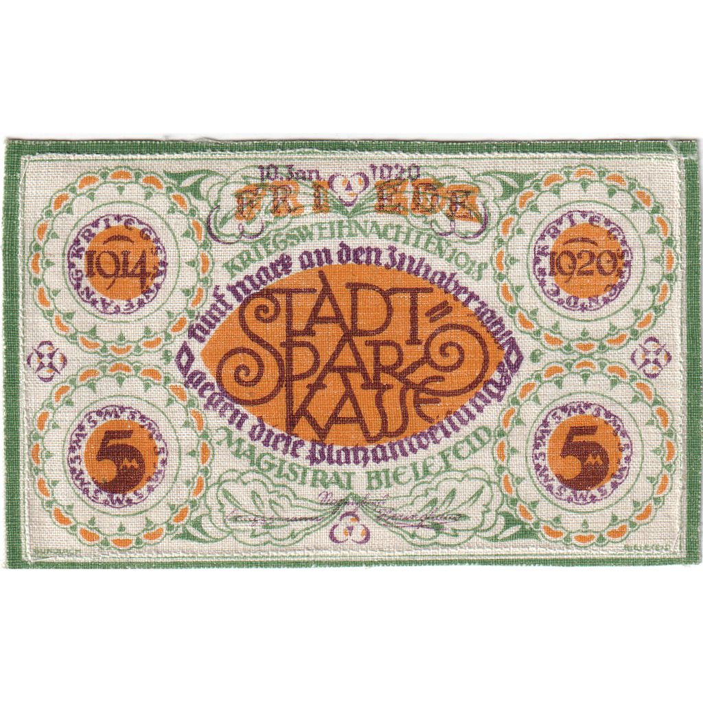 Germania, Bielefeld, 5 Mark, 1920-01-10, SPL, Lino, Grabowski:15