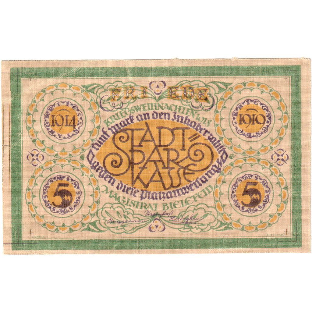 Germania, Bielefeld, 5 Mark, SPL, Lino, Grabowski:P15