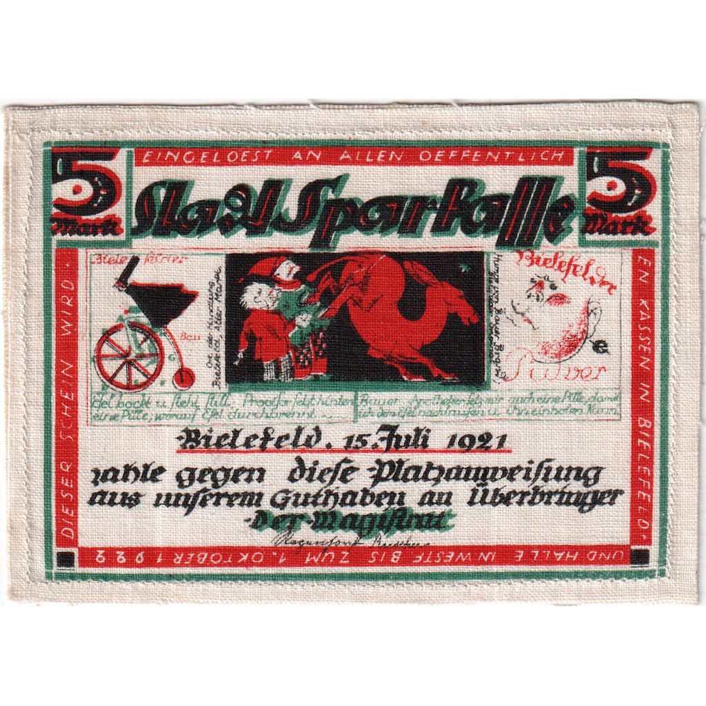 Deutschland, Bielefeld, 5 Mark, 1921-07-15, UNZ-, Leinen, Grabowski:16