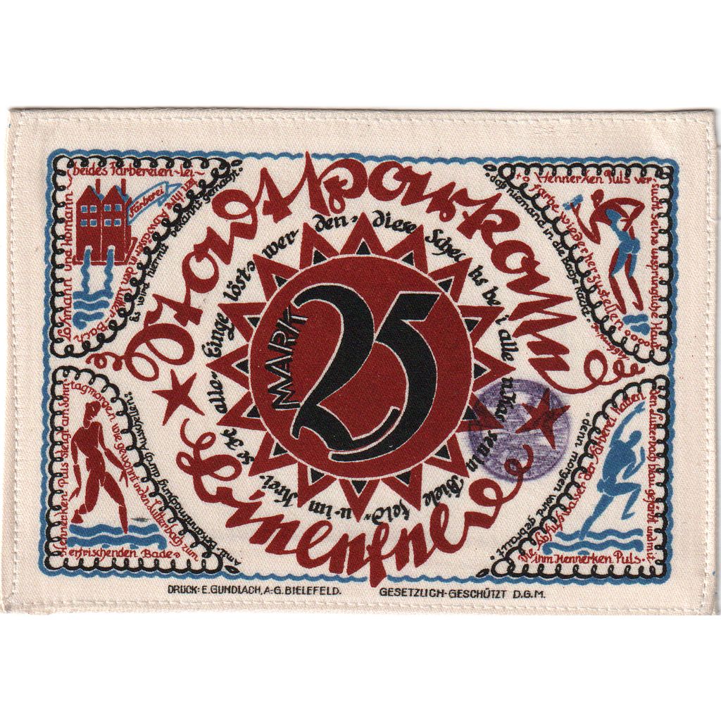 Germany, Bielefeld, 25 MARK, 1921-07-15, UNC(63), Silk, Grabowski:21c