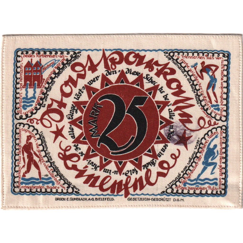 Germany, Bielefeld, 25 MARK, 1921-07-15, UNC(63), Silk, Grabowski:21c