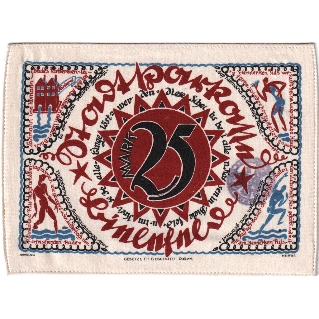 Germany, Bielefeld, 25 MARK, 1921-07-15, UNC(63), Silk, Grabowski:22a