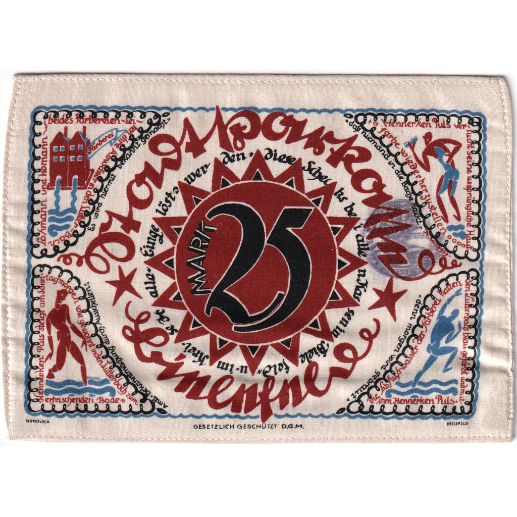 Germany, Bielefeld, 25 MARK, 1921-07-15, UNC(63), Silk, Grabowski:22a