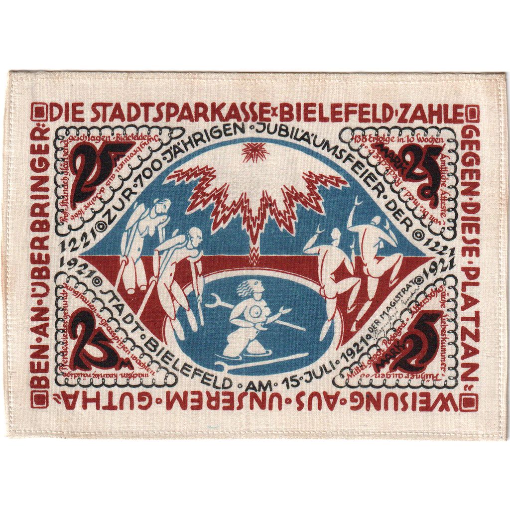 Allemagne, Bielefeld, 25 MARK, 1921-07-15, SPL, Soie, Grabowski:22b