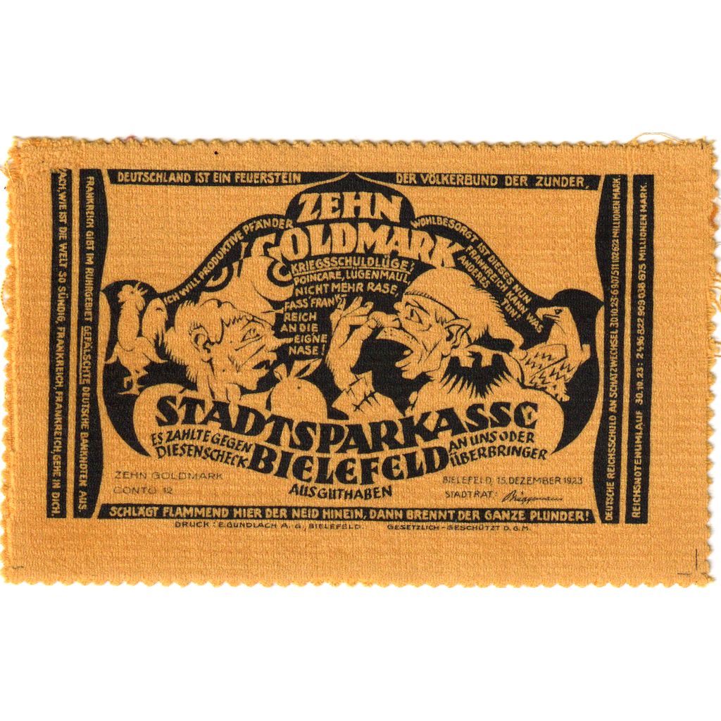Niemcy, Bielefeld, 10 Goldmark, 1923-12-15, AU(55-58), Aksamit, Grabowski:112b
