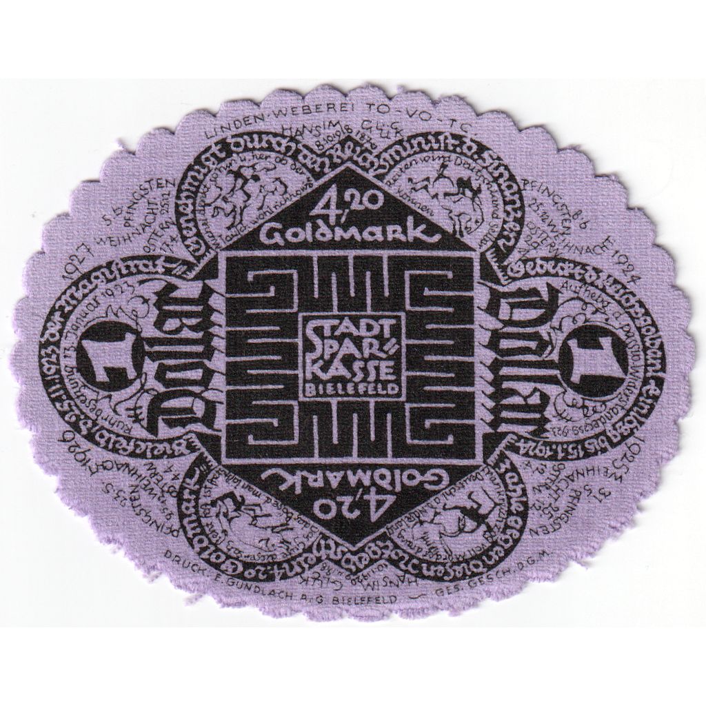 Deutschland, Bielefeld, 1 Dollar, 1923-11-25, UNZ-, Samt, Grabowski:103